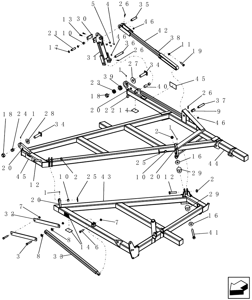 Схема запчастей Case IH 600 - (39.100.06) - 9 THREE SECTION OUTER WING ASSEMBLY (39) - FRAMES AND BALLASTING