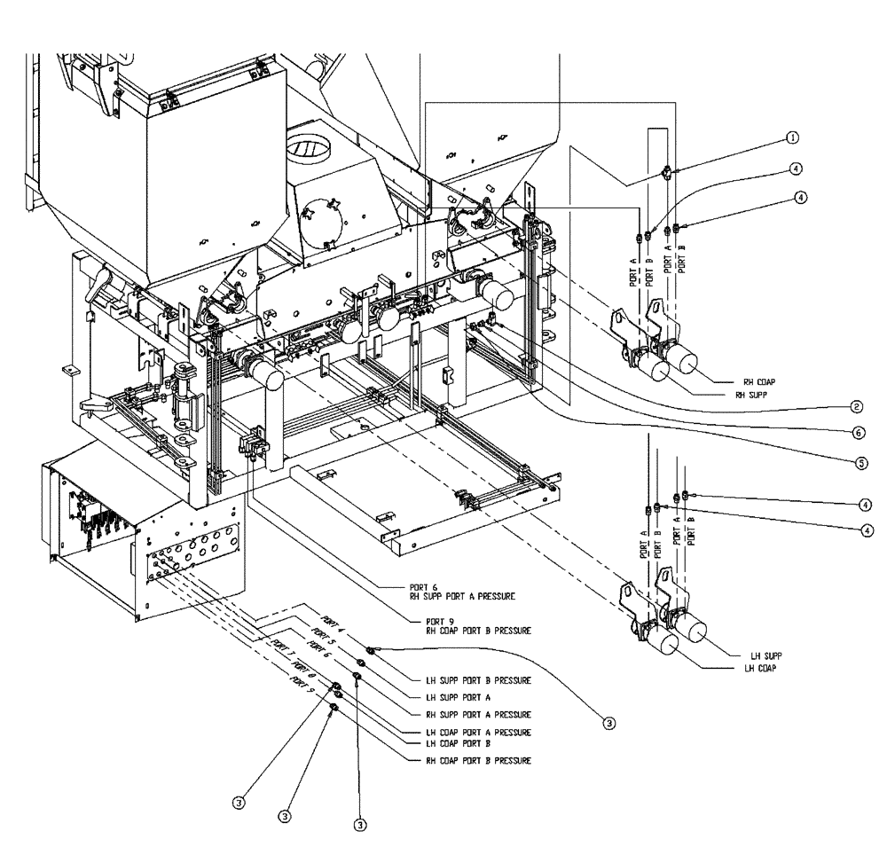 Схема запчастей Case IH 438 - (02-020) - FITTING GROUP, TRIPLE BIN, 37 & 50 CU FT Bin Group