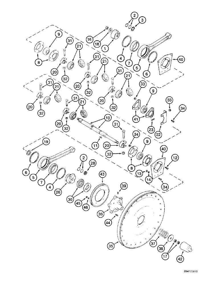 Схема запчастей Case IH 2188 - (9B-34) - SHAKER SHAFT AND AUGER DRIVE (14) - ROTOR, CONCANVES & SIEVE