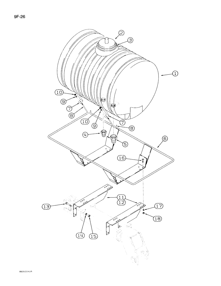 Схема запчастей Case IH 950 - (9F-26) - LIQUID FERTILIZER TANK AND MOUNTING, 12 AND 16 ROW NARROW, FRONT FOLD (09) - CHASSIS/ATTACHMENTS