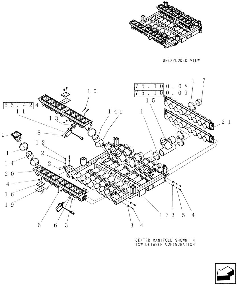 Схема запчастей Case IH 2230 - (75.100.20) - CENTER MANIFOLD (75) - SOIL PREPARATION