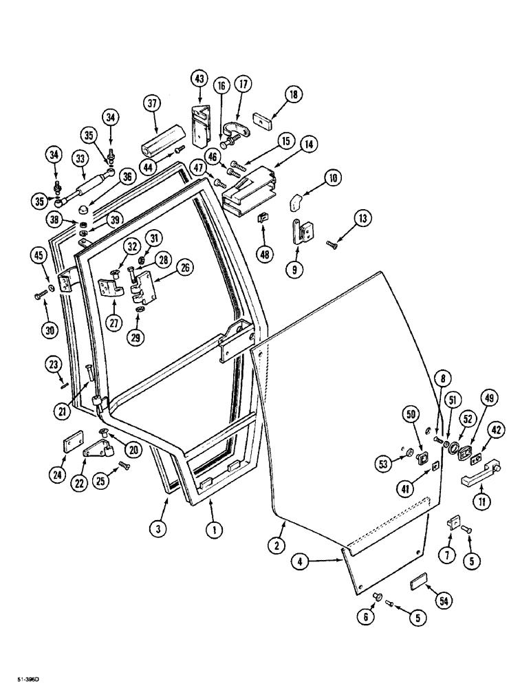 Схема запчастей Case IH 5150 - (9E-26) - CAB DOOR - RIGHT, (JJF1020700 - ) (09) - CHASSIS/ATTACHMENTS