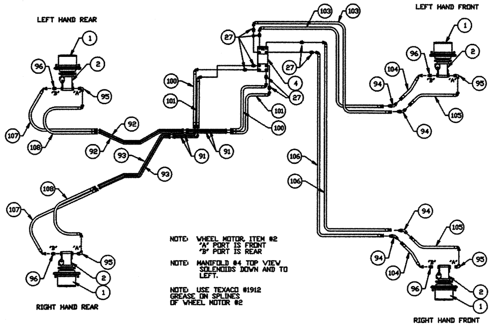 Схема запчастей Case IH PATRIOT WT - (05-006) - HYDRAULIC PLUMBING - WHEEL MOTORS Hydraulic Plumbing