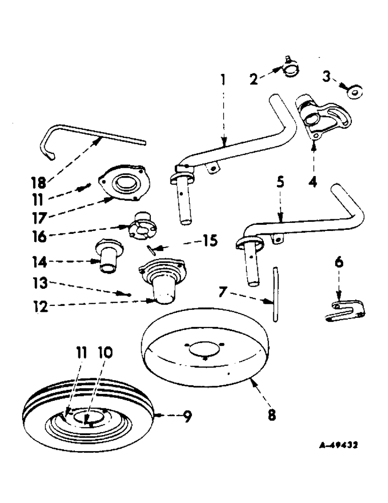 Схема запчастей Case IH 311 - (P-15) - REAR FURROW WHEELS, TRIP BEAM, 1958 TO 1960 