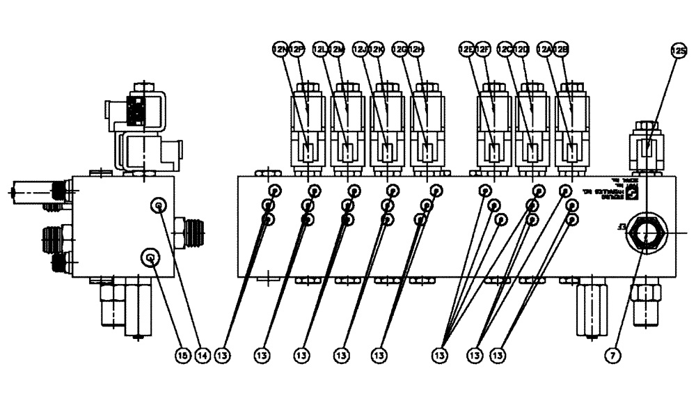 Схема запчастей Case IH FLX810 - (07-011[01]) - VALVE BLOCK, 7 BANK, W/O AUGER Hydraulic Components