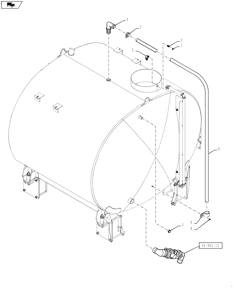 Схема запчастей Case IH 4430 - (40.902.11) - PRODUCT TANK FRONT PLUMBING (40 ) - PLUMBING