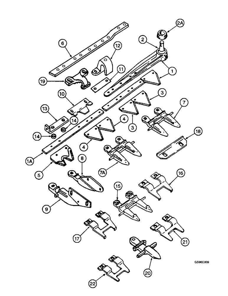 Схема запчастей Case IH INTERNATIONAL - (2-18) - KNIFE AND GUARDS, SINGLE AUGER (14) - CROP CUTTING