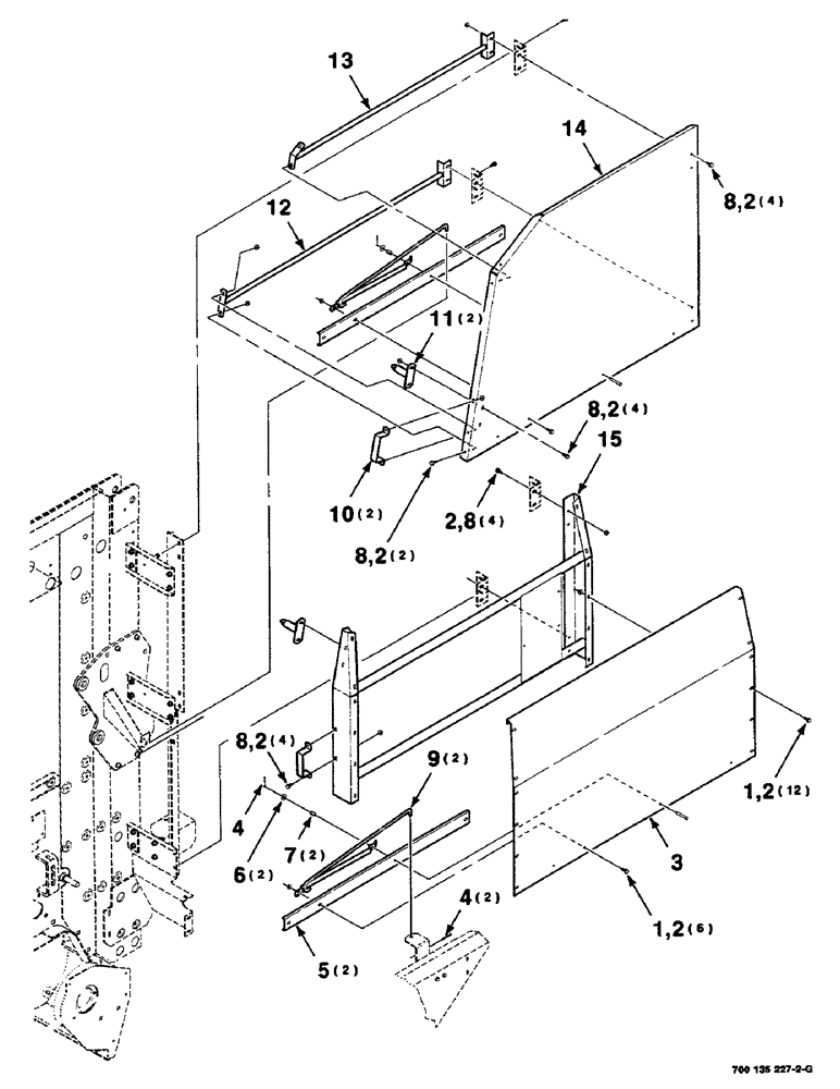 Схема запчастей Case IH RS451 - (7-22) - SHIELD, LATCH AND SUPPORT ASSEMBLIES, LEFT (12) - MAIN FRAME