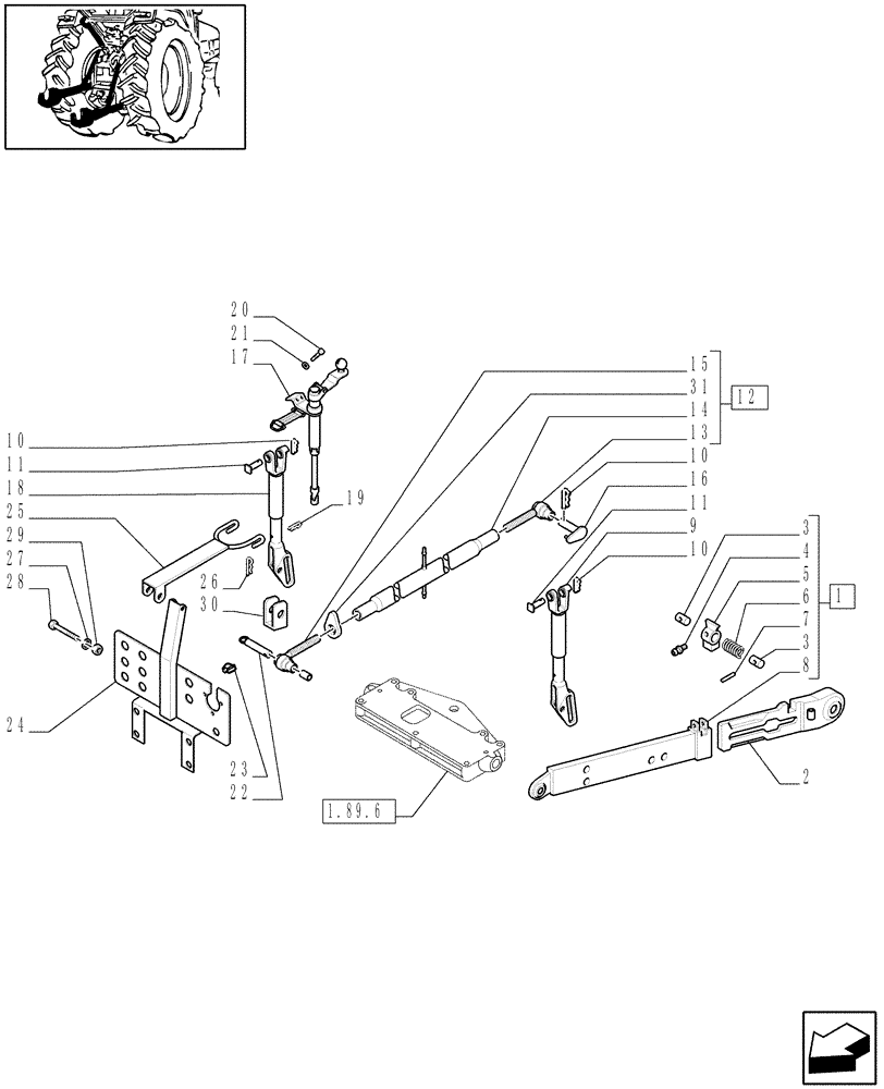 Схема запчастей Case IH JX95 - (1.89.6/02) - VAR - 902, 334316 - IMPLEMENT ATTACHMENT DEVICE - LIFT ARMS AND SPRAG (09) - IMPLEMENT LIFT