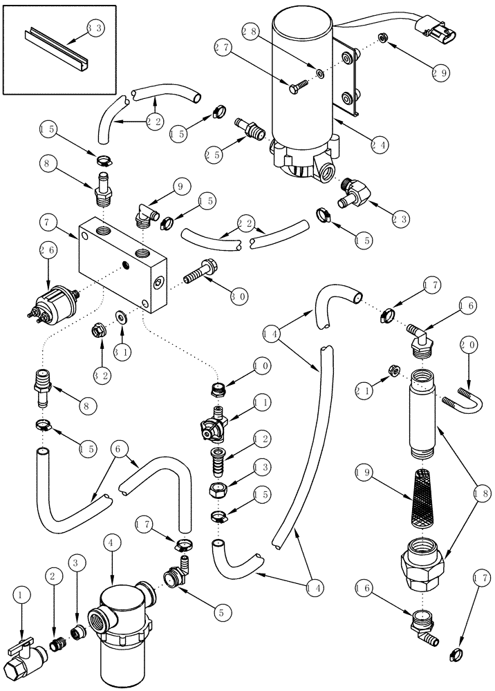 Схема запчастей Case IH CPX610 - (09B-03) - MOISTENER SYSTEM (14) - WATER SYSTEM