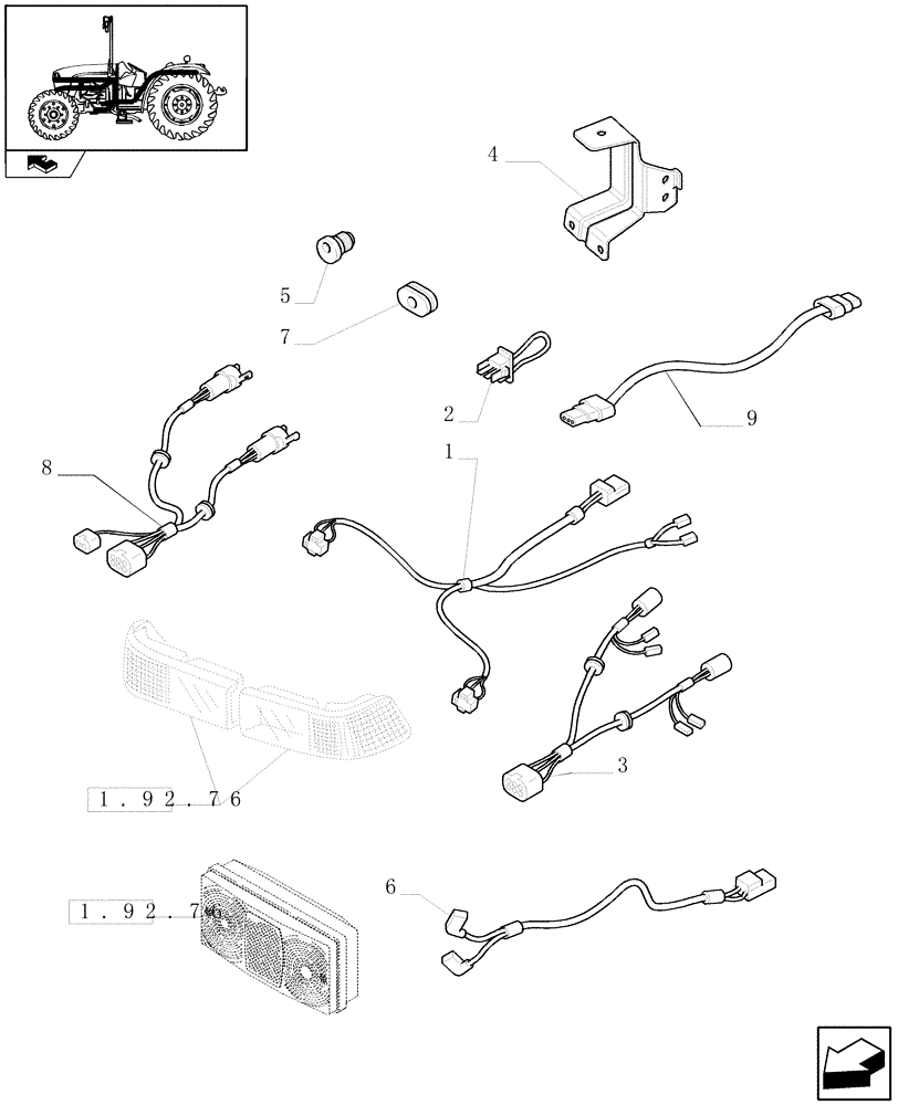 Схема запчастей Case IH FARMALL 75C - (1.75.4[02]) - AUXILIARY CABLES (06) - ELECTRICAL SYSTEMS