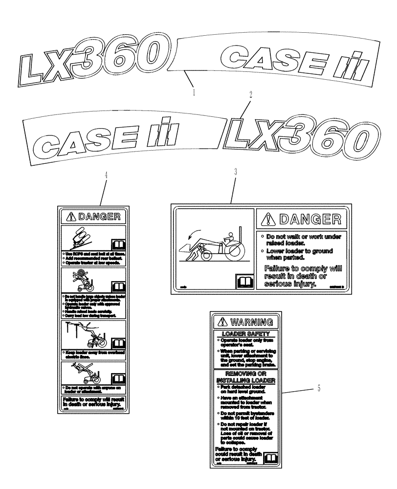 Схема запчастей Case IH LX360 - (010) - DECALS (90) - PLATFORM, CAB, BODYWORK AND DECALS