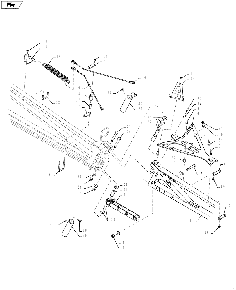 Схема запчастей Case IH 3330 - (39.100.09) - 120 BOOM BREAKAWAY ASSEMBLY (39) - FRAMES AND BALLASTING