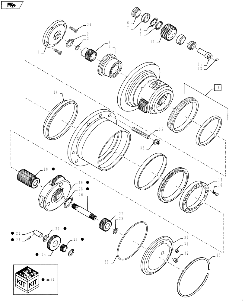 Схема запчастей Case IH 4430 - (29.240.03) - REAR PLANETARY GEARBOX, 28:1 RATIO (29) - HYDROSTATIC DRIVE