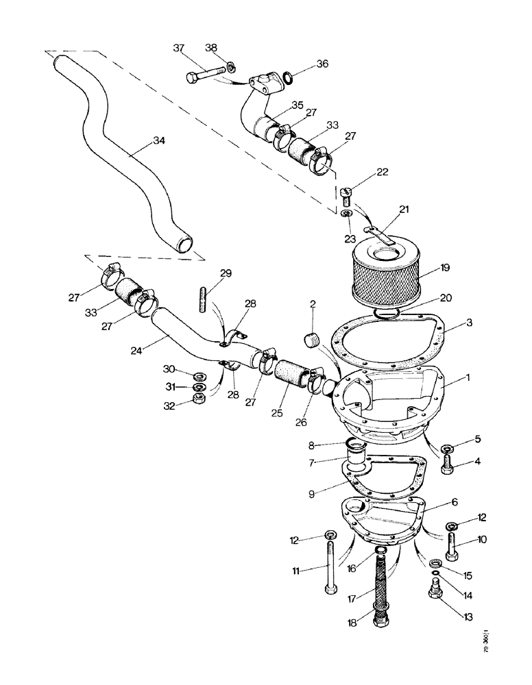 Схема запчастей Case IH 1490 - (K01-1) - INLET FILTER AND PIPES, SYNCHROMESH, POWER-SHIFT (07) - HYDRAULICS