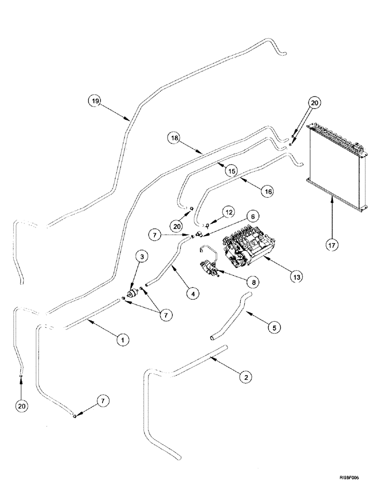 Схема запчастей Case IH MX180 - (3-056) - FUEL LINES, MX180, MX200, MX220 (03) - FUEL SYSTEM