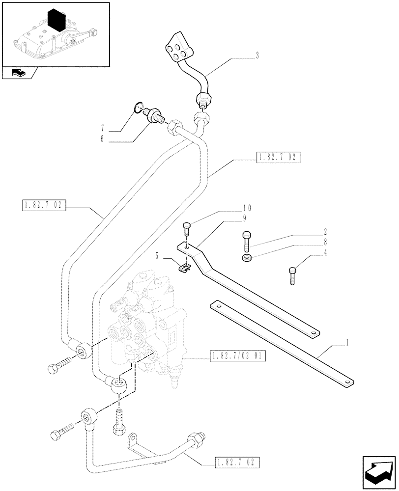 Схема запчастей Case IH FARMALL 60 - (1.82.7/02[02]) - 2 CONTROL VALVES - PIPES (VAR.335368-335413-335417) (07) - HYDRAULIC SYSTEM