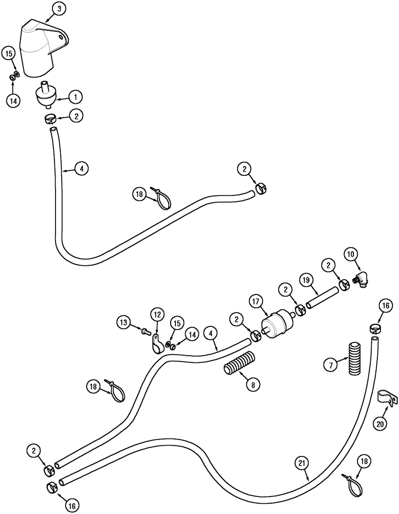 Схема запчастей Case IH MX170 - (03-05) - FUEL LINES (10) - ENGINE