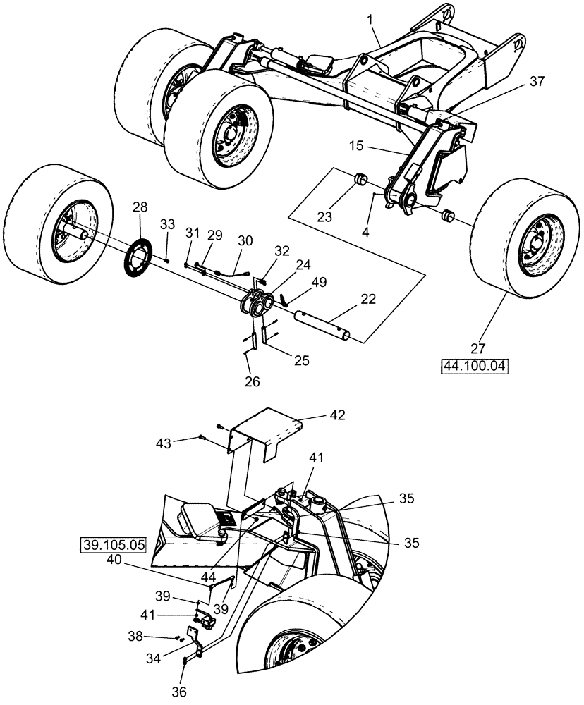 Схема запчастей Case IH 1260 - (41.200.02[01]) - STEERING - AXLE FRAME - CARRIER 30" (41) - STEERING