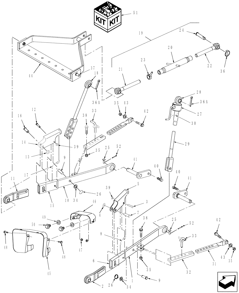 Схема запчастей Case IH D45 - (09.02) - DELUXE 3PT HITCH ASSY. & PTO SHIELD (09) - IMPLEMENT LIFT