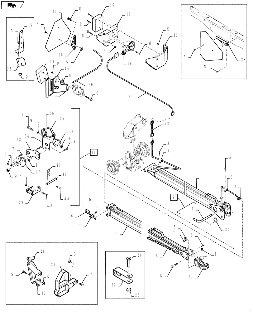 Схема запчастей Case IH 2152 - (09-40) - TRANSPORT - HITCH AND LIGHTS (OPTION) 