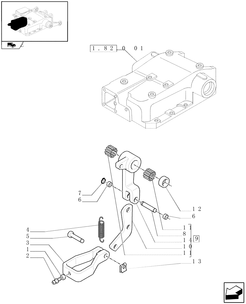 Схема запчастей Case IH FARMALL 60 - (1.82.5[05]) - LIFT CONTROLS - TIE-ROD AND LEVER (07) - HYDRAULIC SYSTEM