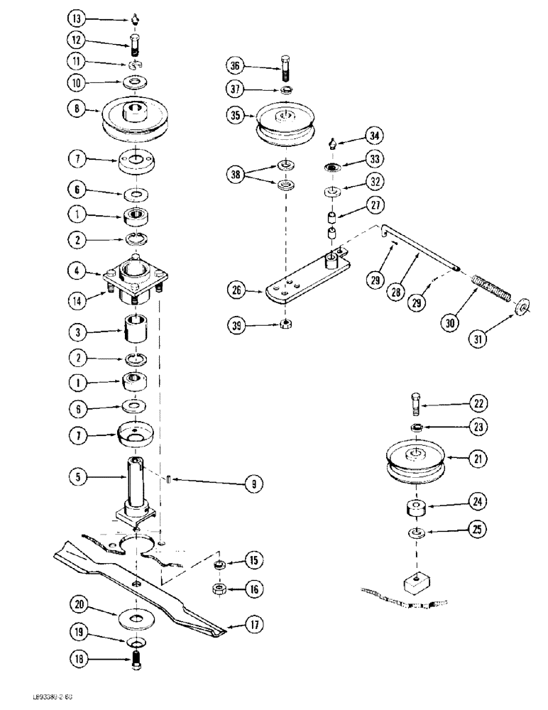 Схема запчастей Case IH 61MS - (38) - PULLEYS, BLADES AND SPINDLES 