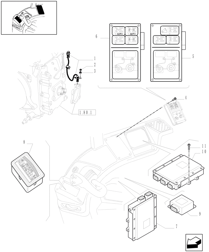 Схема запчастей Case IH MXM130 - (1.97.1[02]) - ELECTRONIC CONTROL UNIT - TRANSMISSION CONTROL MODULE - D5345 (10) - OPERATORS PLATFORM/CAB