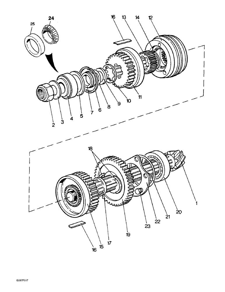 Схема запчастей Case IH 885 - (6-22) - BEVEL PINION SHAFT (06) - POWER TRAIN