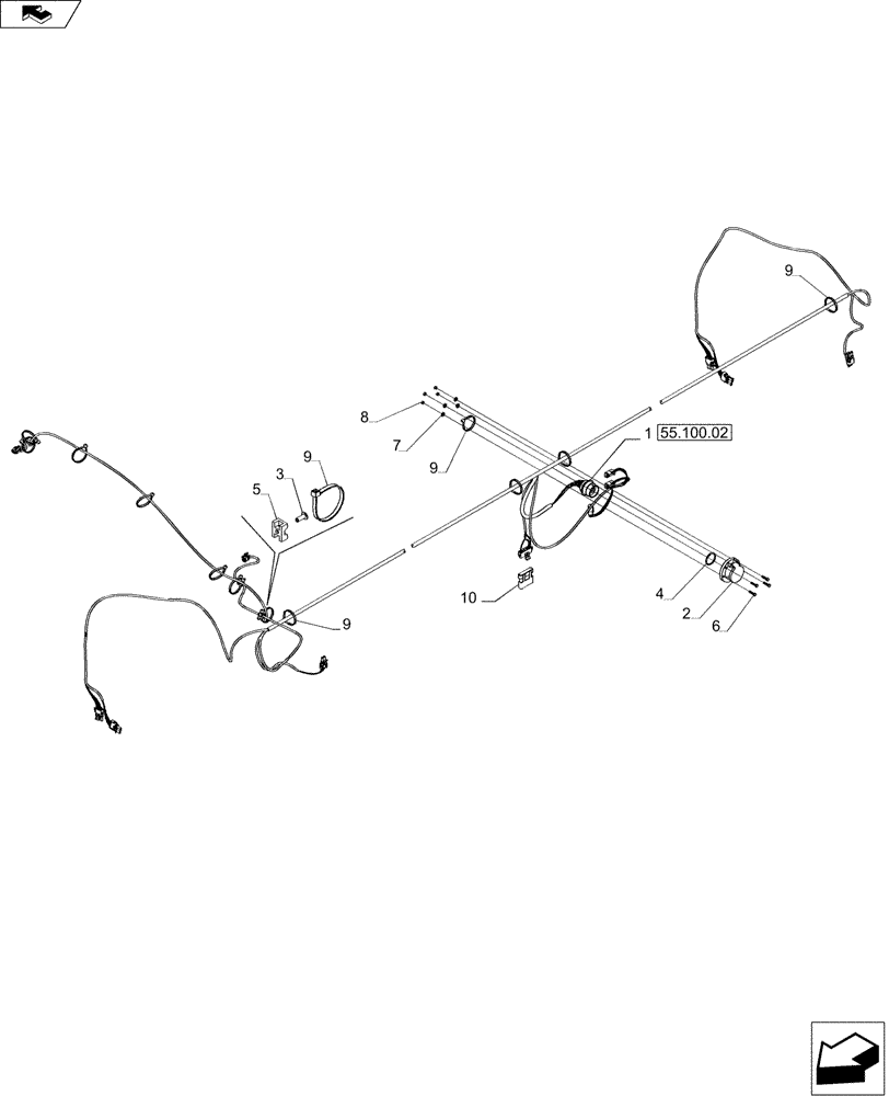 Схема запчастей Case IH 3020-35 - (55.100.01) - HARNESS, FLEX HEADER, MOUNTING (55) - ELECTRICAL SYSTEMS