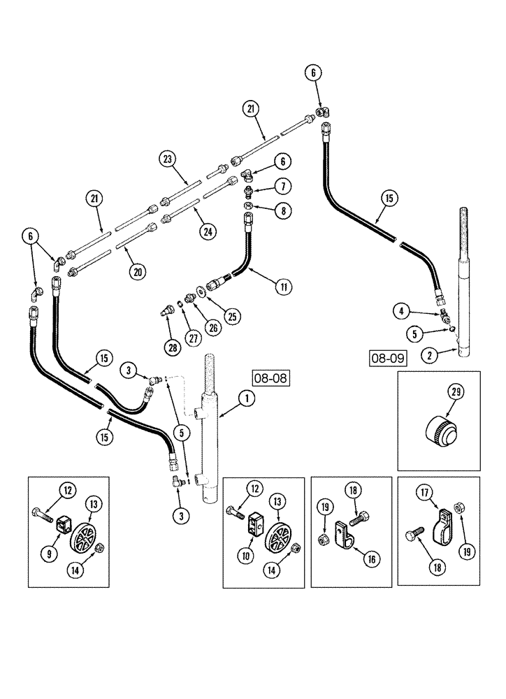 Схема запчастей Case IH 1020 - (08-04) - REEL LIFT HYDRAULIC SYSTEM - 15.0, 16.5, 17.5 AND 20.0 FOOT (08) - HYDRAULICS