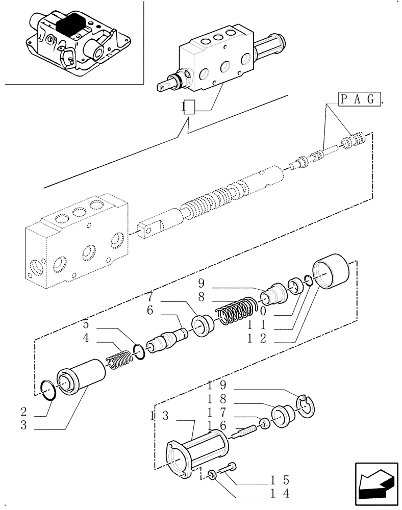 Схема запчастей Case IH MXM140 - (1.82.7/01B[02]) - DOUBLE-ACTING EXTERNAL CONTROL VALVE W/FLOAT AND AUTOMATIC CUTOUT BREAKDOWN - C5500 (07) - HYDRAULIC SYSTEM