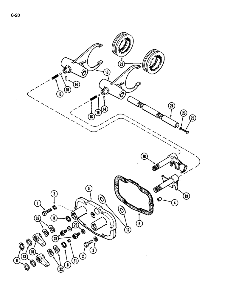 Схема запчастей Case IH 3394 - (6-20) - GEAR SHIFT MECHANISM (06) - POWER TRAIN