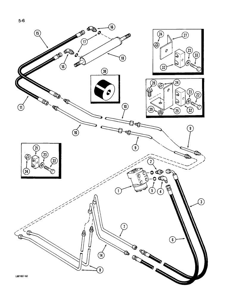 Схема запчастей Case IH 1640 - (5-06) - POWER STEERING CONNECTIONS, PUMP TO CYLINDER SYSTEM (04) - STEERING