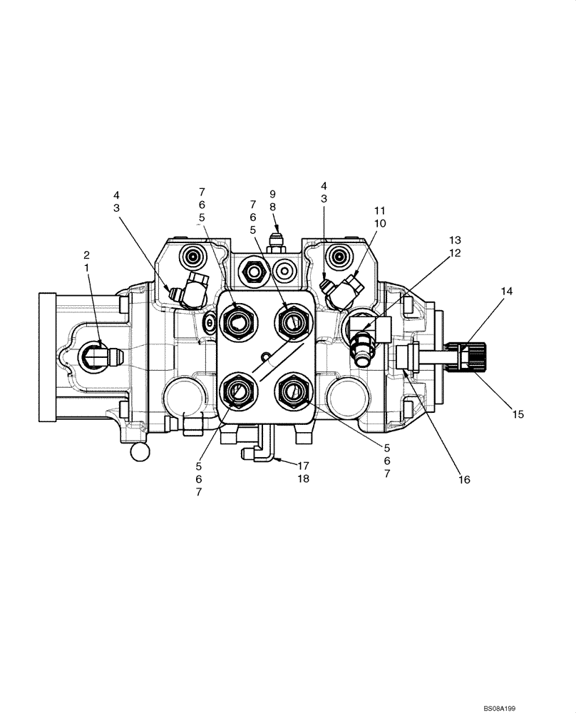 Схема запчастей Case IH 445CT - (06-15) - HYDROSTATICS - PUMP FITTINGS (445CT WITH PILOT CONTROL) (06) - POWER TRAIN