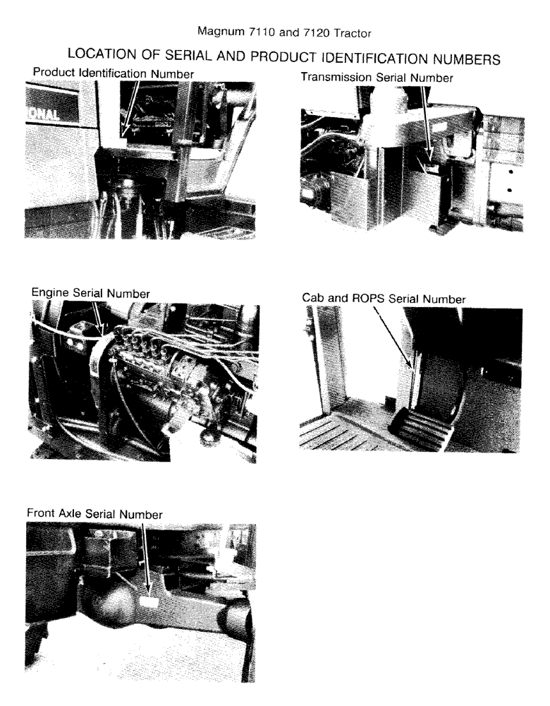 Схема запчастей Case IH 7120 - (1-02) - LOCATION OF SERIAL AND PRODUCT IDENTIFICATION NUMBERS (00) - PICTORIAL INDEX
