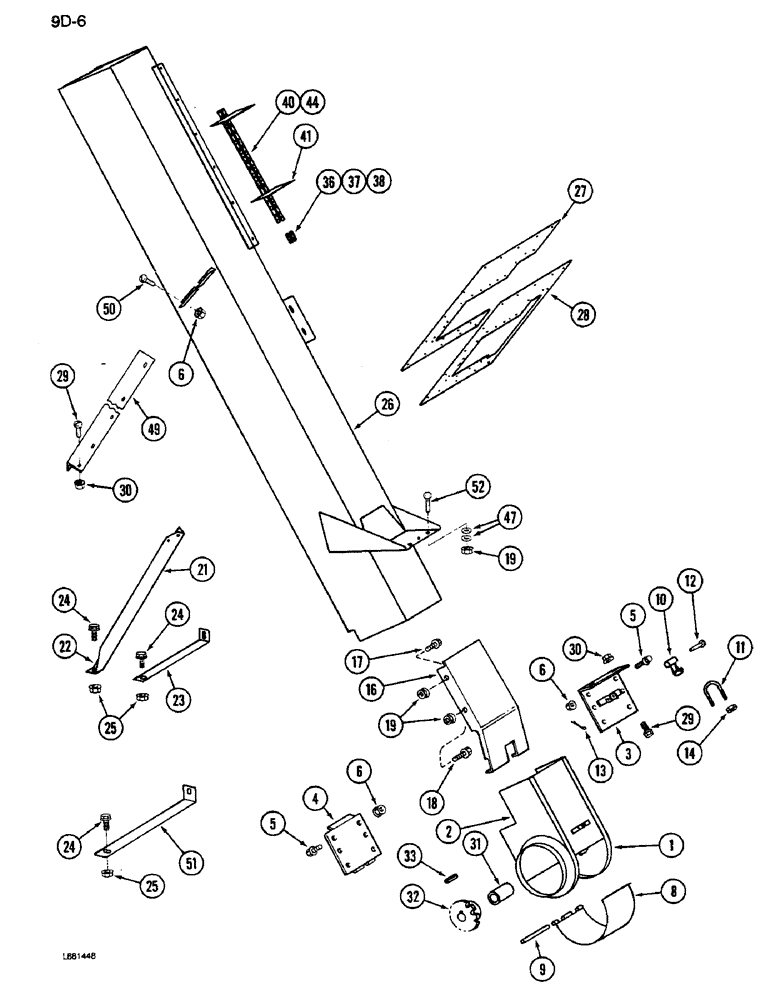 Схема запчастей Case IH 1640 - (9D-06) - GRAIN ELEVATOR HOUSING AND BOOT (16) - GRAIN ELEVATORS & AUGERS