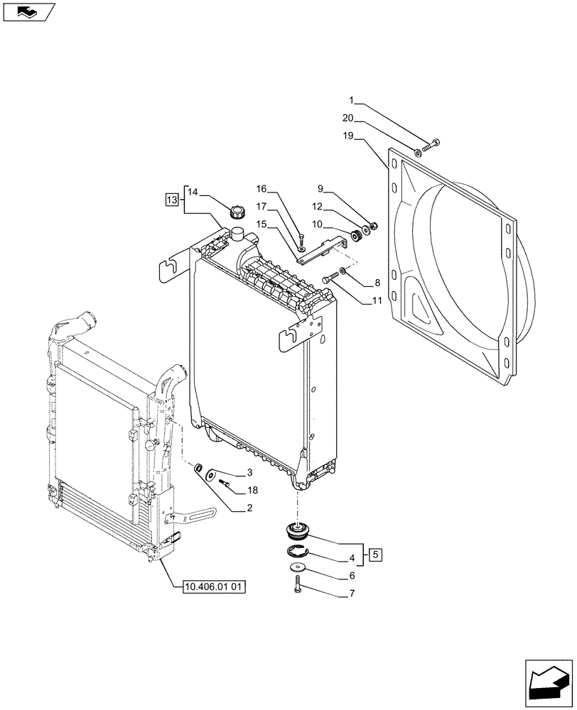 Схема запчастей Case IH PUMA 170 - (10.406.01[02]) - RADIATOR, COOLING SYSTEM AND RELATED PARTS - C7127 (10) - ENGINE