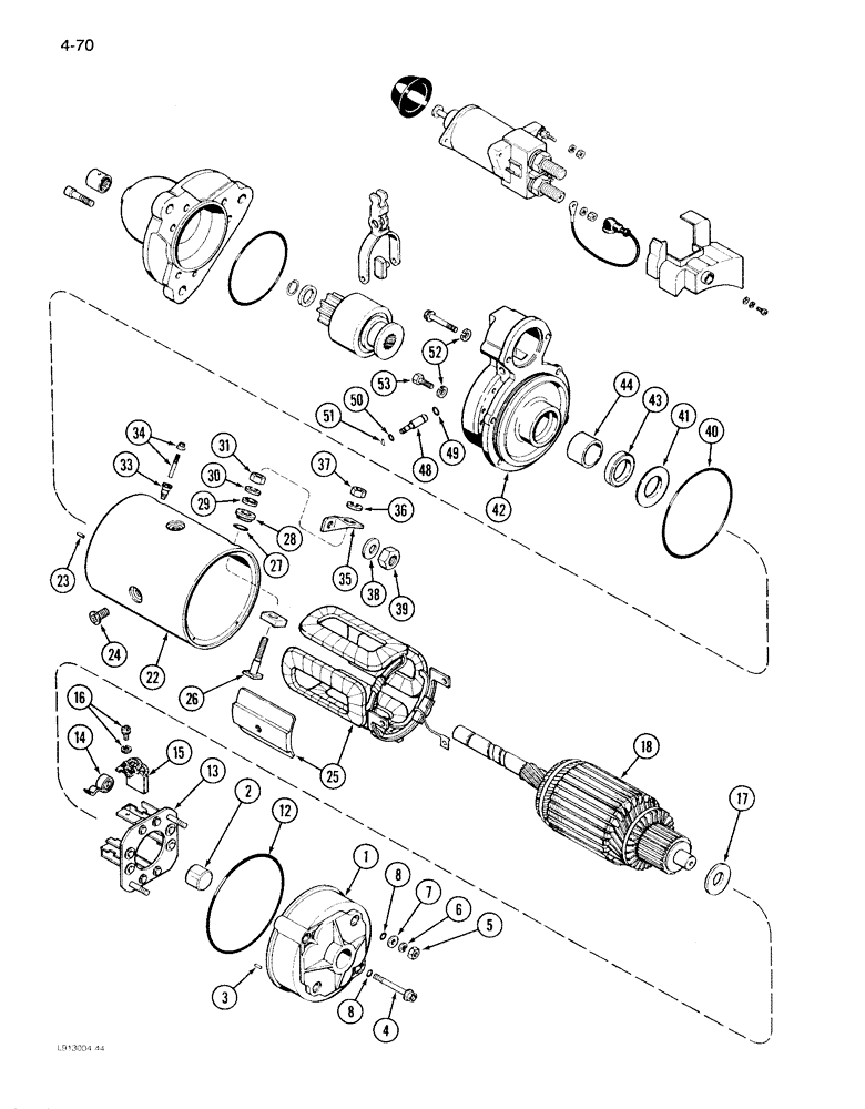 Схема запчастей Case IH 1640 - (4-70) - STARTER, NIPPONDESO 128000-5330 (06) - ELECTRICAL