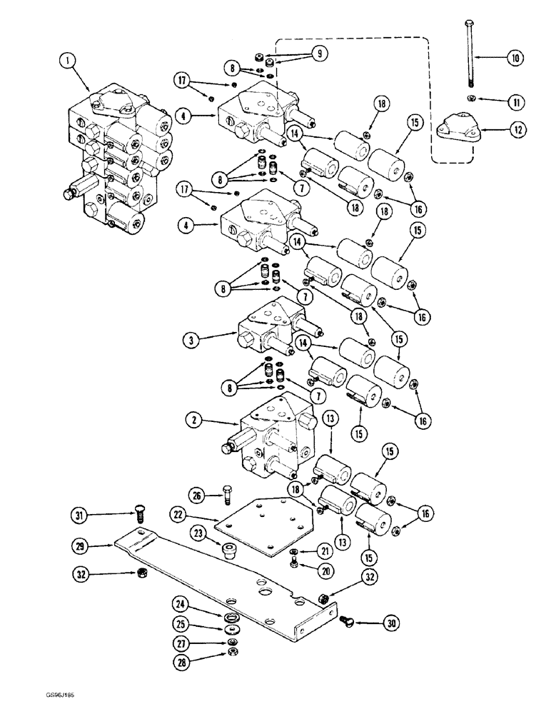 Схема запчастей Case IH 1660 - (8-34) - CONTROL VALVE AND MOUNTING, COMBINE WITH FORE AND AFT (07) - HYDRAULICS