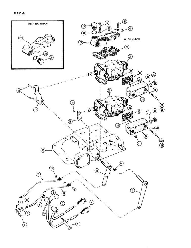 Схема запчастей Case IH 530 - (217A) - REMOTE HYDRAULIC CONTROLS, GENERAL PURPOSE WITH CASE-O-MATIC (08) - HYDRAULICS