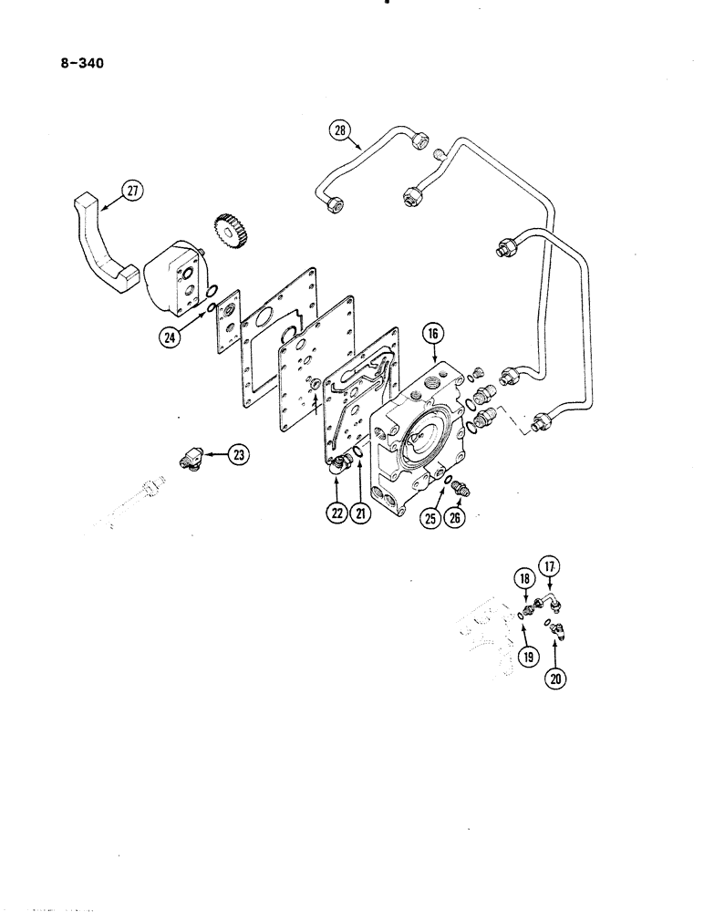 Схема запчастей Case IH 485 - (8-340) - HYDRAULIC POWER SUPPLY AND MULTI CONTROL VALVE (CONTD) (08) - HYDRAULICS