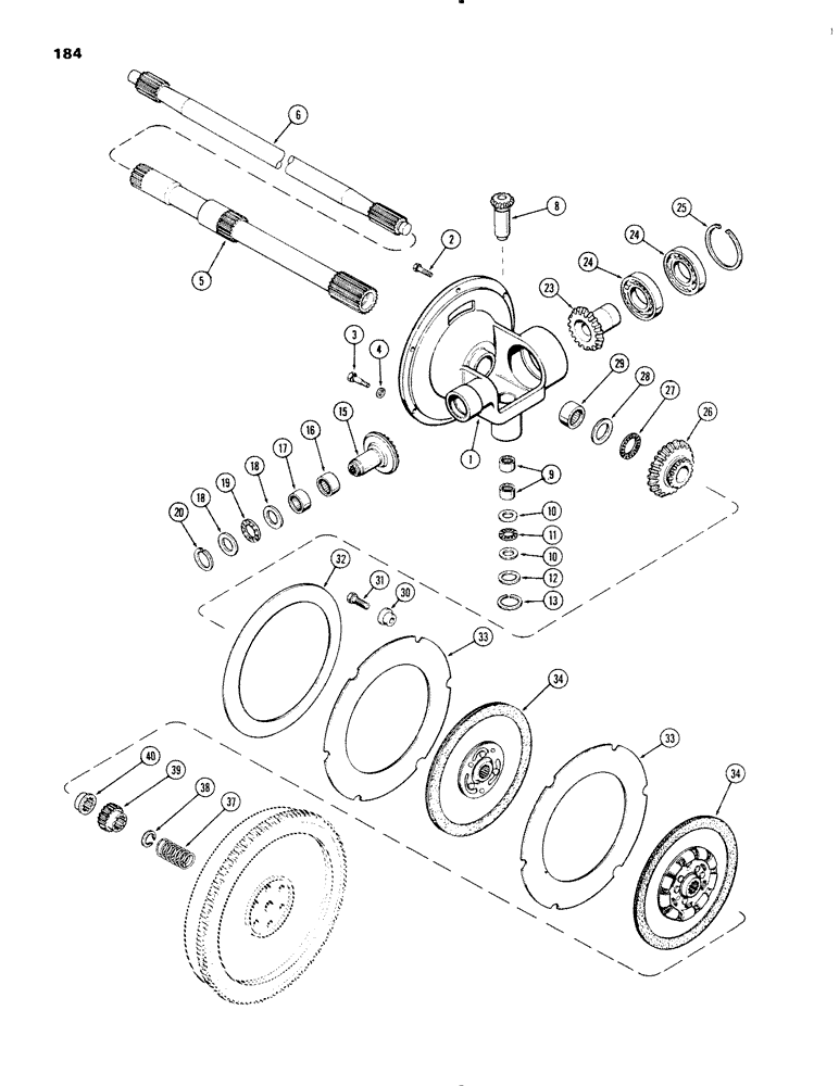 Схема запчастей Case IH 1270 - (184) - TORQUE LIMITER AND PUMP DRIVE (06) - POWER TRAIN