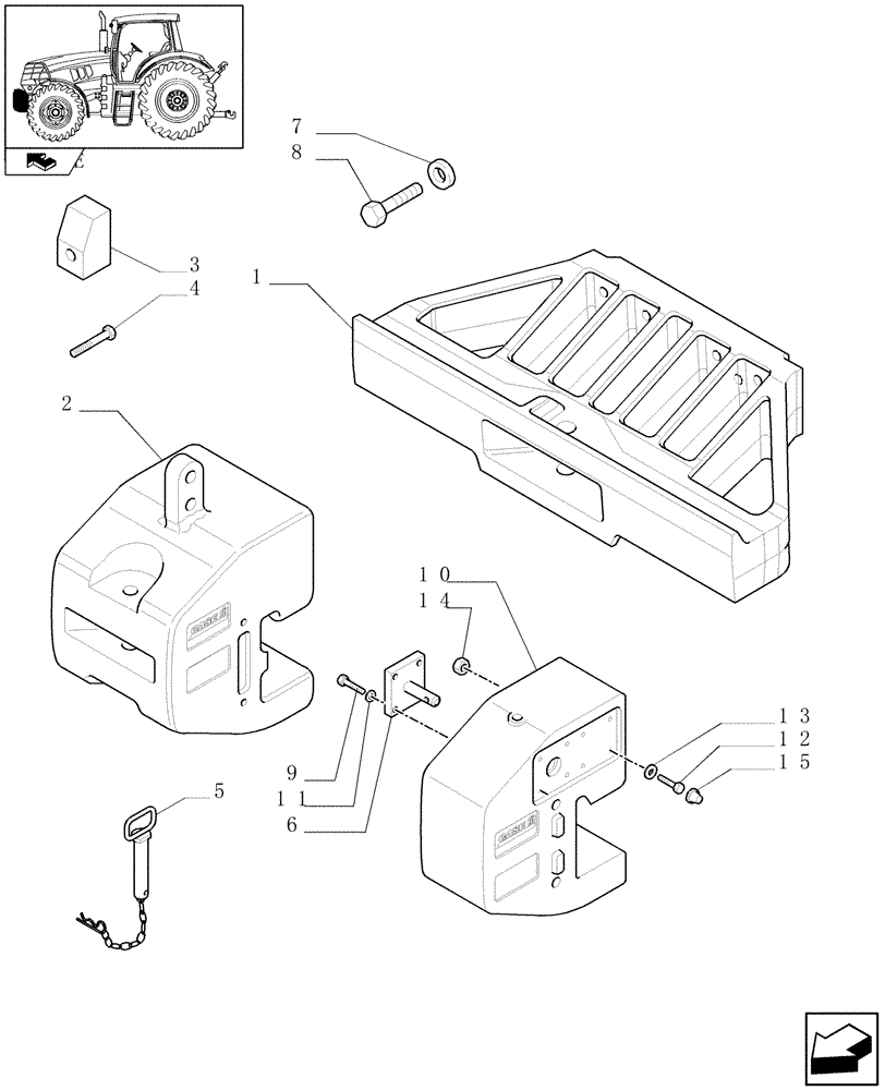 Схема запчастей Case IH PUMA 125 - (1.21.5/01[01]) - FRONT WEIGHT CARRIER AND 3 LARGE WEIGHTS WITH PULL HOOK (VAR.330228) - C7196 (03) - TRANSMISSION