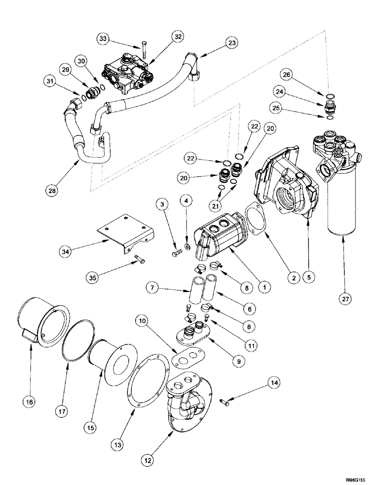 Схема запчастей Case IH MX180 - (8-006) - HYDRAULIC SYSTEM, CHARGE PUMP (08) - HYDRAULICS