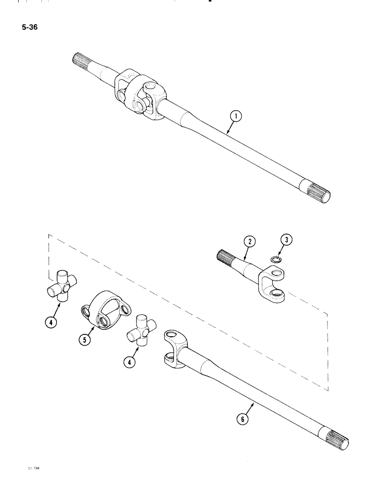 Схема запчастей Case IH 2096 - (5-036) - CARRARO MFD FRONT AXLE, P.I.N. 17898102 AND AFTER, DRIVE SHAFTS (05) - STEERING