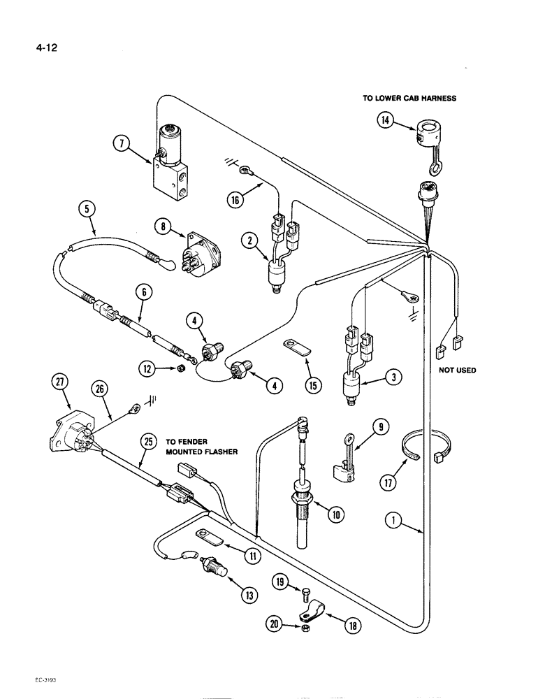 Схема запчастей Case IH 1896 - (4-12) - TRANSMISSION HARNESS (04) - ELECTRICAL SYSTEMS