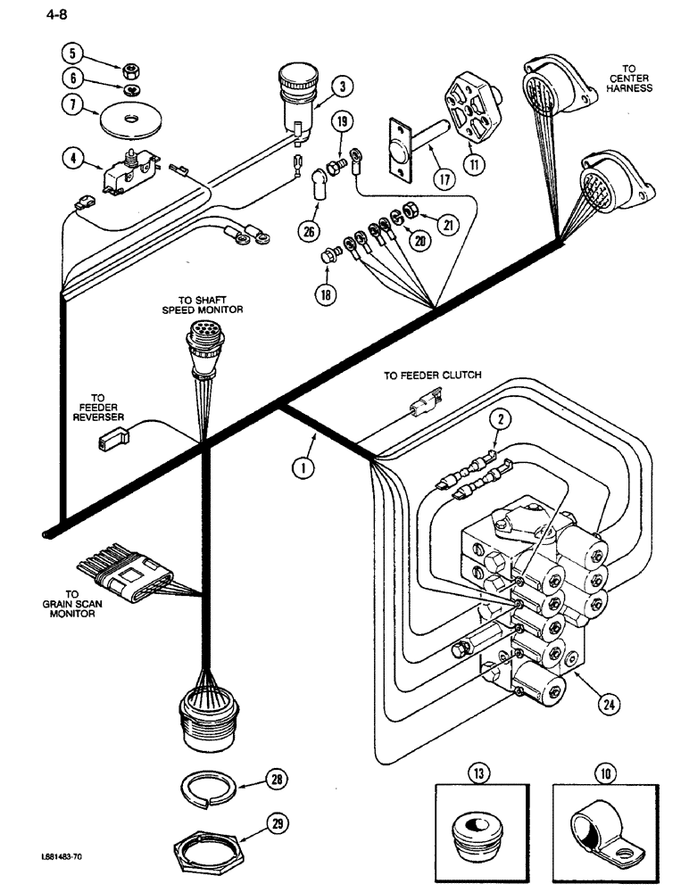 Схема запчастей Case IH 1640 - (4-08) - LEFT CONSOLE HARNESS (06) - ELECTRICAL