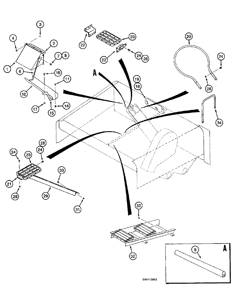 Схема запчастей Case IH 2166 - (9E-10) - GRAIN TANK, STEPS AND SAMPLE TROUGH (17) - GRAIN TANK & UNLOADER