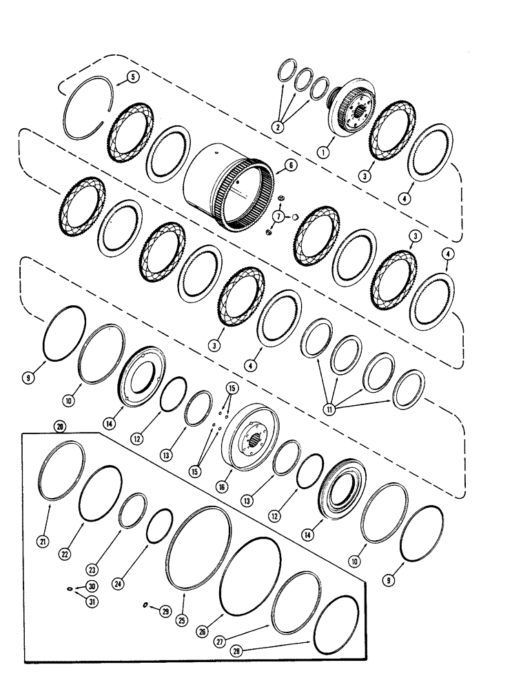 Схема запчастей Case IH 2870 - (194) - (C3) CLUTCHES, USED TRANSMISSION SERIAL NUMBER 10052240 AND AFTER (06) - POWER TRAIN